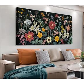 Tigeridge Botanical Canvas Wall Art - Prolays Buouquet Pictures صور جدار ديكور البرية نباتات الطلاء عملات فنية تتفتح المطبوعات الزهرية لغرفة المعيشة ديكور المنزل جاهز للتعليق 58 × 29in