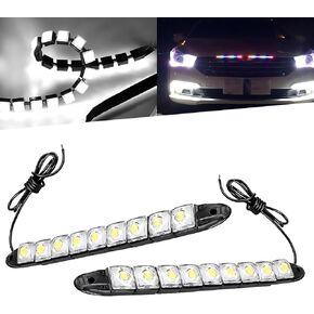 2 PCS Car LED Daytime Running Light Bar Kit, 9.45" x 0.79" Waterproof and High Temperature Resistant Reversing Lights, Super Bright IP67 Vehicle Fog Lights, Universal for Most Cars (White)