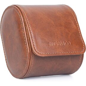 Single Watch Travel Case, PU Leather Watch Holder with Pillow, Watch Box Single for Men and Women, Watch Protecter, Watch Roll for Storage and Display(Brown)