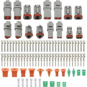 Waterproof Electrical Connector Kit 2 3 4 6Pin Connector with Stamped Contacts and Seal Plug, Fit for Truck Motorcycle Off-Road Vehicles, Construction, Agriculture, Marine Wiring