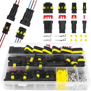 352 PCS Waterproof Car Electrical Connector Terminals, Electrical Wire Connector Plug Kit with 22-16 AWG Wire Terminals, 1/2/3/4 Pin Vehicle Electrical Wire Connector Male & Female