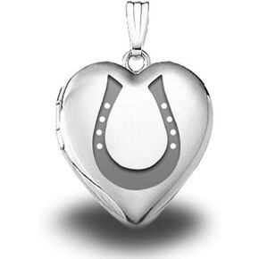 Picturesongold.com Sterling Silver Horseshoe Locket 3/4 بوصة × 3/4 بوصة