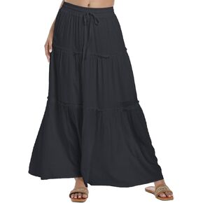 Women's Maxi Skirt Tiered Long Skirts A-Line High Waist Summer Vacation Boho Flowy Skirts 2025