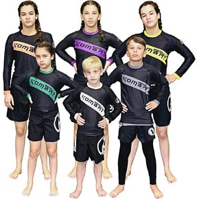Kombat USA Full Sleeve Kids Rash Guards Boys and Girls | ضغط BJJ Kids Rash Guard | قبول Ibjjf حارس شاب BJJ