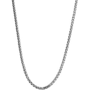 | Silver Wheat Link Chain | Durable Rhodium & 316L Stainless Steel | Waterproof, Heat & Sweat Resistant | Gifts for Men | Men's Jewelry |
