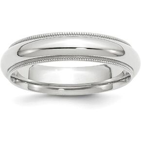 صلبة 14K أبيض الذهب 5mm milgrain الراحة FIT خاتم الزفاف خاتم