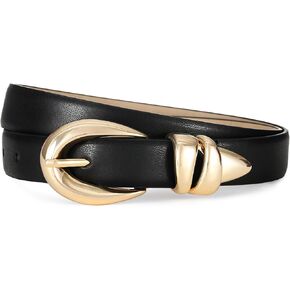 Fashion Black Belt with Gold Buckle Women Belts for Jeans Stylish Leather Belts for Women