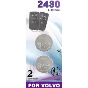 2 حزمة مفتاح BACK FOB استبدال البطارية CR2430 لفولفو XC60 (2010-17) ، S60 (2011-18) ، XC70 (2008-16) ، S80 (2007-16) ، V60 (2015-18) ، V70 (2008-10) Remote FOB