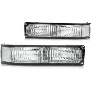 ل CHEVY K1500 1990-1998 انعطف الإشارة/سائق ضوء وقوف السيارات وجانب الراكب | زوج | العدسة والسكن | أسفل شعاع مختومة | عدسة واضحة | استبدال GM2520104 ، GM2521104 | 5974337 ، 5974338