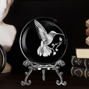 Skull Crystal Ball, 2.4inch Glass Ball Fengshui Figurines Decorative Presents with Stand, Paperweight Crystal Display Sculpture Home Decor for Girlfriend Wife Mom Lover