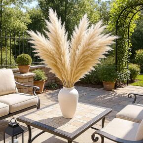 JOHOUSE 16PCS 40 Inch Fluffy Dried Pampas Grass Decor, Tall Beige Artificial Plants Boho Decor for Floor Vase Bedroom Weddings Baby Shower Farmhouse Decoration
