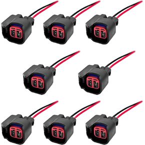 8PCS Fuel Injector Connector Pigtail Professional EV6 Fuel Injectors Set Replacement OEM# 5013995AA, Car Accessories Universal Fuel Injector Wiring Harness Fit for Dodge,Ford,Chevrolet