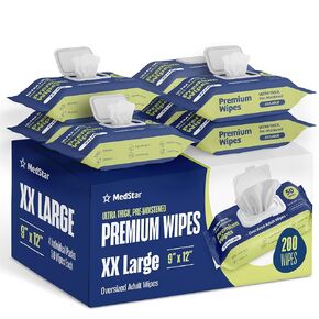 Adult Wipes Extra Large 9"x12" – Thicker Disposable Washcloths for Elderly Care & Shower Alternative – Fragrance-Free with Flip-Top – 4 Packs + 8 Travel Wipes