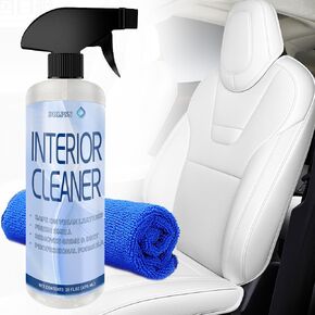 Tesla Seat Cleaner & Stain Remover Kit | Biodegradable Interior Cleaning Products for Tesla Model 3/Y/S/X for 2025 | Safe on Black & White Vegan Leather, Dash & Console