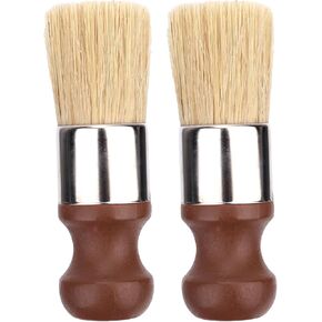 2pcs Short Handle Salve Brush for Furniture, Leather & Wood Care Cleaning Brush with Comfortable Handle & Soft Bristles Wax Brushing Tool for Home Car Interiors (Brown)