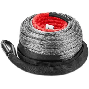 Calliert Synthetic Winch Rope Cable Kit 3/8 '' Gray- 24000 lbs winch line application with with sleeve for Off Off Off Oper
