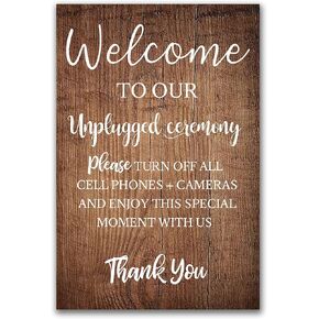 Unplugged Rustic Wedding Sign - Ceremony Decor Wood Sign 12x18
