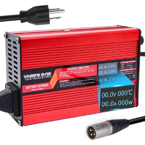 50.4V 5A Charger Aluminum Case with Cooling Fan OLED Display DC XLR 3 Prong Connector Used for 12S 44.4V 43.2V 48V 49V 10Ah 15Ah 20Ah 30Ah 40Ah Li-ion Lithium Battery Pack