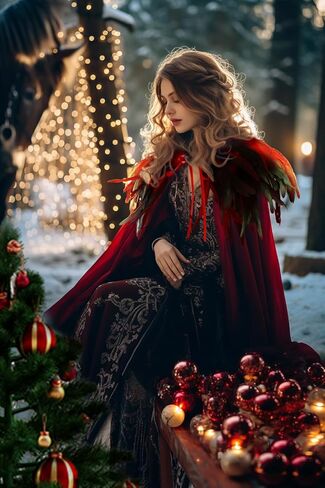 UQJE USISEX Deluxe Velvet Come Cape مع بدلة Cape Cape Cape Halloween الطبيعية الحقيقية in Kuwait