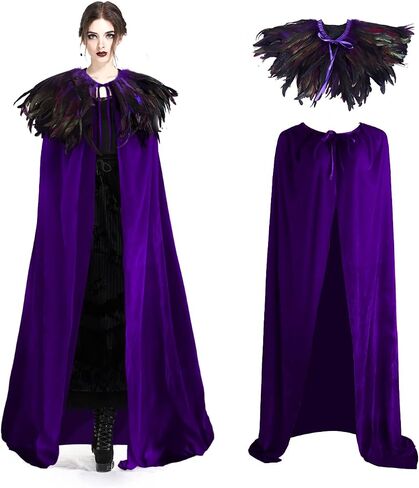 UQJE USISEX Deluxe Velvet Come Cape مع بدلة Cape Cape Cape Halloween الطبيعية الحقيقية in Kuwait
