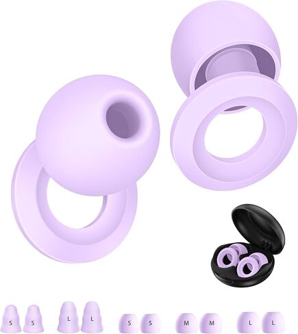 Ear Plugs for Sleeping Noise Cancelling - Noise Reduction Earplugs for Sleep,Focus,Snoring Blocking,Airplane, 33dB - 38dB Reusable Soft Hearing Protection 10 Silicone & Foam Ear Tips (Purple) in Saudi Arabia