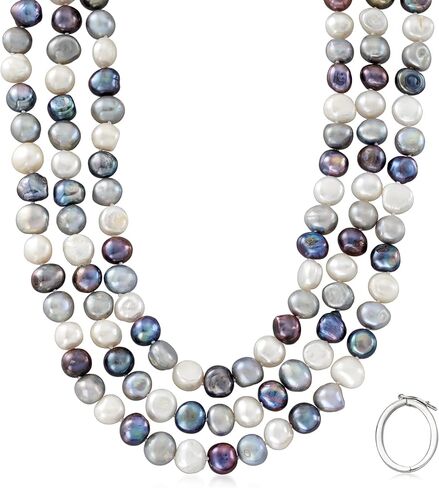 Ross-Simons 10-11mm متعدد الألوان قلادة باروكية طويلة لا نهاية لها مع sterling sterling الفضة. 64 بوصة in Saudi Arabia