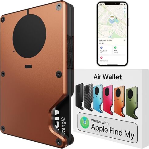 محفظة الهواء ، محفظة ذكية مع تعقب ، FindMy متوافق (iOS فقط) ، RFID حظر بطاقة الائتمان حامل المال ، محدد محفظة مضادة للضغط ، هدايا الحد الأدنى من الرجال (برتقالي) in Saudi Arabia