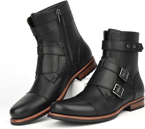 رجال الدراجات النارية القتالية أحذية السوستة السوستة أزياء راكب الدراجة النارية boots أحذية غير رسمية للرجال in Kuwait