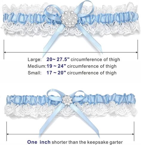 GARGALA Blue Lace Wedding Garters for Bride, Bridal Garter Set with Rhinestone Satin Bow in Saudi Arabia