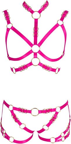 Women's Full Body Harness Bra Lingerie cage Set Garter Belt Punk Gothic Chest Straps Festival Rave Plus Size in Saudi Arabia