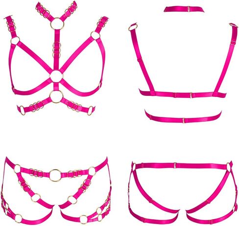 Women's Full Body Harness Bra Lingerie cage Set Garter Belt Punk Gothic Chest Straps Festival Rave Plus Size in Saudi Arabia