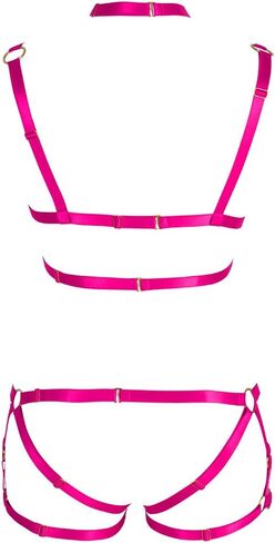 Women's Full Body Harness Bra Lingerie cage Set Garter Belt Punk Gothic Chest Straps Festival Rave Plus Size in Saudi Arabia