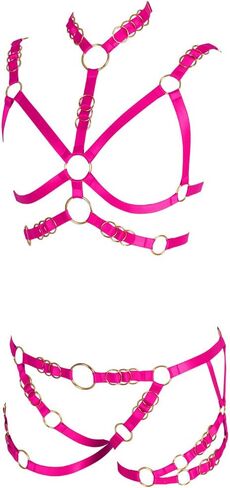 Women's Full Body Harness Bra Lingerie cage Set Garter Belt Punk Gothic Chest Straps Festival Rave Plus Size in Saudi Arabia