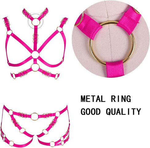 Women's Full Body Harness Bra Lingerie cage Set Garter Belt Punk Gothic Chest Straps Festival Rave Plus Size in Saudi Arabia