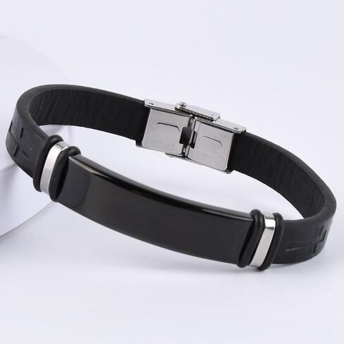 Cross bracelet for Men Religious Christian Leather Bracelets Jewelry Graduation Birthday Gift for Father Son Brother in Saudi Arabia