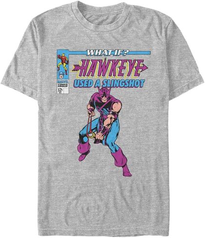 Marvel Big & Tall Classic WI Hawkey Used A Slingshot Men's Tops Short Sleeve Tee Shirt, Athletic Heather, 4X-Large in Saudi Arabia