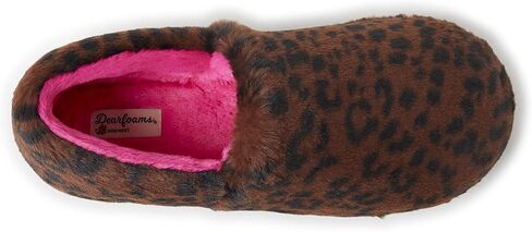 Dearfoams للجنسين Nina West طباعة الفهد فروي مغلق من الخلف مع شبشب بمقاسات شاملة، 9-10 US للسيدات in Kuwait