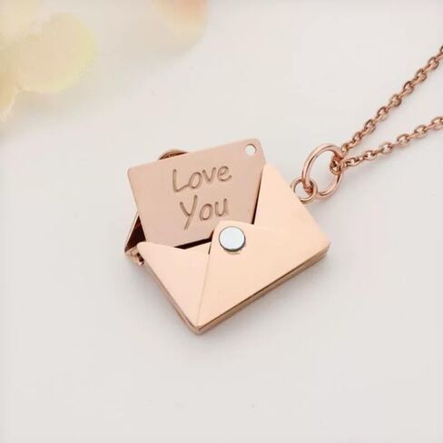 Envelope Love Letter Necklace for Women, Stainless Steel Love You Locket Jewelry, Pendant in Saudi Arabia