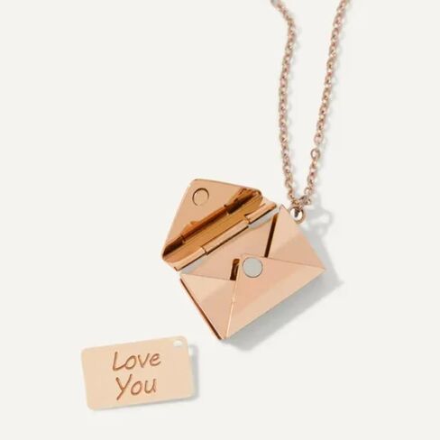 Envelope Love Letter Necklace for Women, Stainless Steel Love You Locket Jewelry, Pendant in Saudi Arabia