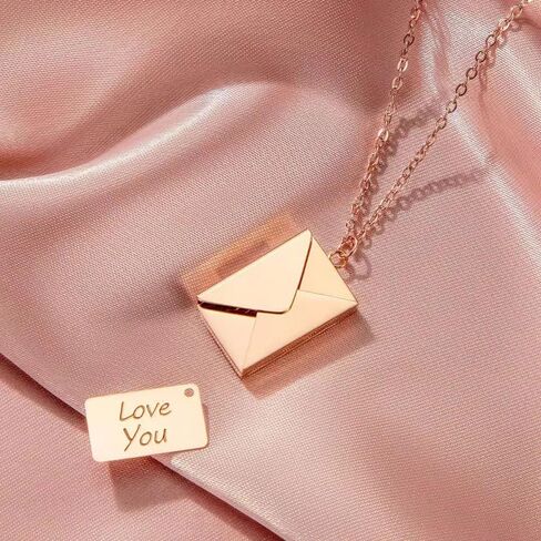 Envelope Love Letter Necklace for Women, Stainless Steel Love You Locket Jewelry, Pendant in Saudi Arabia