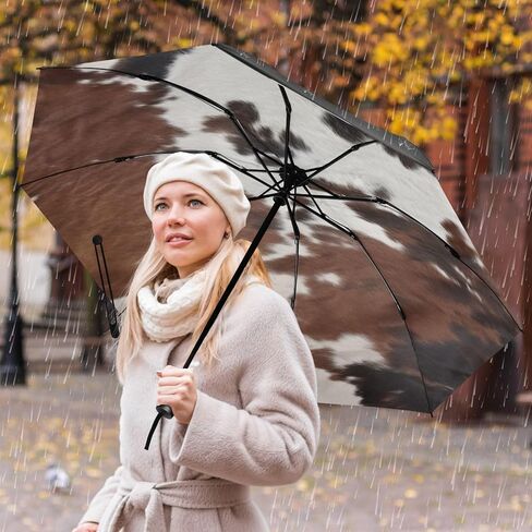 Large Windproof Umbrella Auto Open Folding Umbrella, 8 Ribs Rain Proof Reverse Umbrella for Travel Golf-(Cow Print) in Saudi Arabia