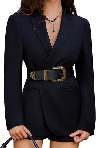 Scarlet Darkness Women Wide Belt Western Embossed Buckle Elastic Waist Belt for Dresses Coats in Saudi Arabia