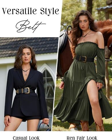 Scarlet Darkness Women Wide Belt Western Embossed Buckle Elastic Waist Belt for Dresses Coats in Saudi Arabia