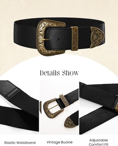 Scarlet Darkness Women Wide Belt Western Embossed Buckle Elastic Waist Belt for Dresses Coats in Saudi Arabia