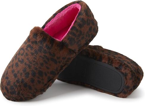 Dearfoams Unisex Nina West Leopard Print Furry Closed Back with Inclusive Sizing Slipper, 11-12 US Women in Saudi Arabia