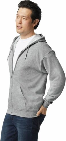 Gildan mens Fleece Zip Hooded Sweatshirt, Style G18600 Shirt, Sport Grey, XX-Large US in Saudi Arabia