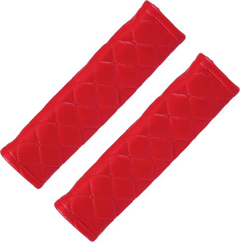 غطاء حزام مقعد Amooca Care Cover Leaf Leaving Coolbelt Counter Coushions 2pc للحصول على ملاءمة عالمية أكثر راحة للسيارات وحقيبة الظهر باللون الأحمر in Kuwait
