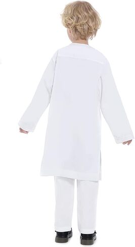 Boy's Muslim Arabic Kaftan Set - Middle East Clothing Long Sleeve Youth Boys' Solid Color Robe Suit Islamic Thobe in Saudi Arabia