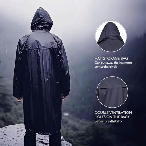 Men's Rain Jacket with Hood Waterproof Lightweight Long Safety Raincoat Rain Gear in Kuwait