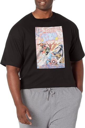 Marvel Big & Tall Classic Vintage Bricks Men's Tops Short Sleeve Tee Shirt, Black, 5X-Large in Saudi Arabia